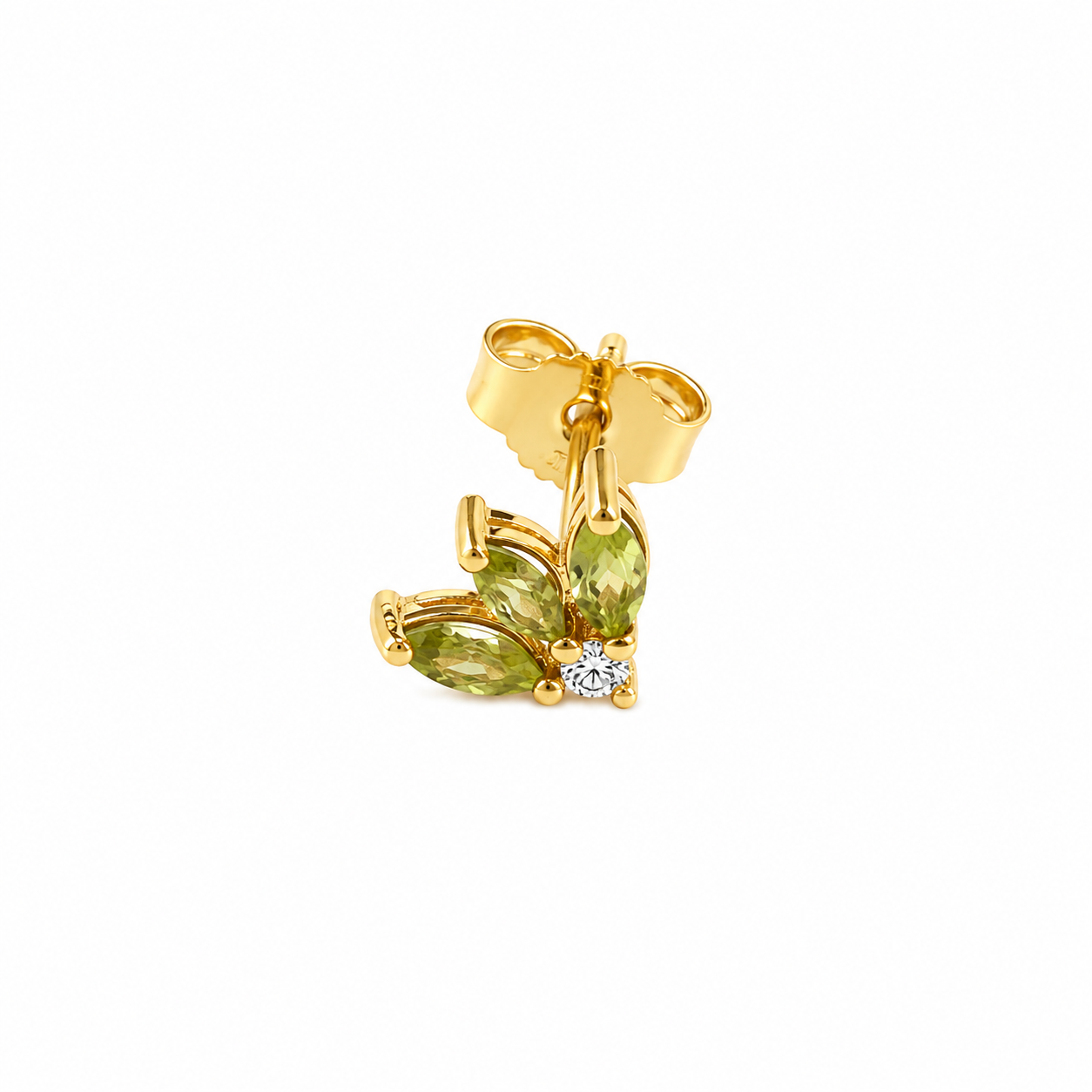 MONO ORECCHINO IN ORO GIALLO CON DIAMANTINO E PIETRE COLORATE