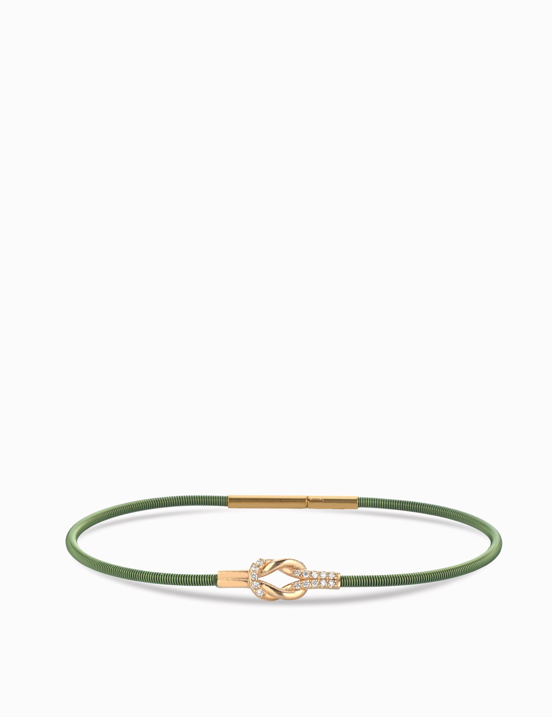 BRACCIALE VERDE IN ORO ROSA CON DIAMANTI BIANCHI CENTRALI