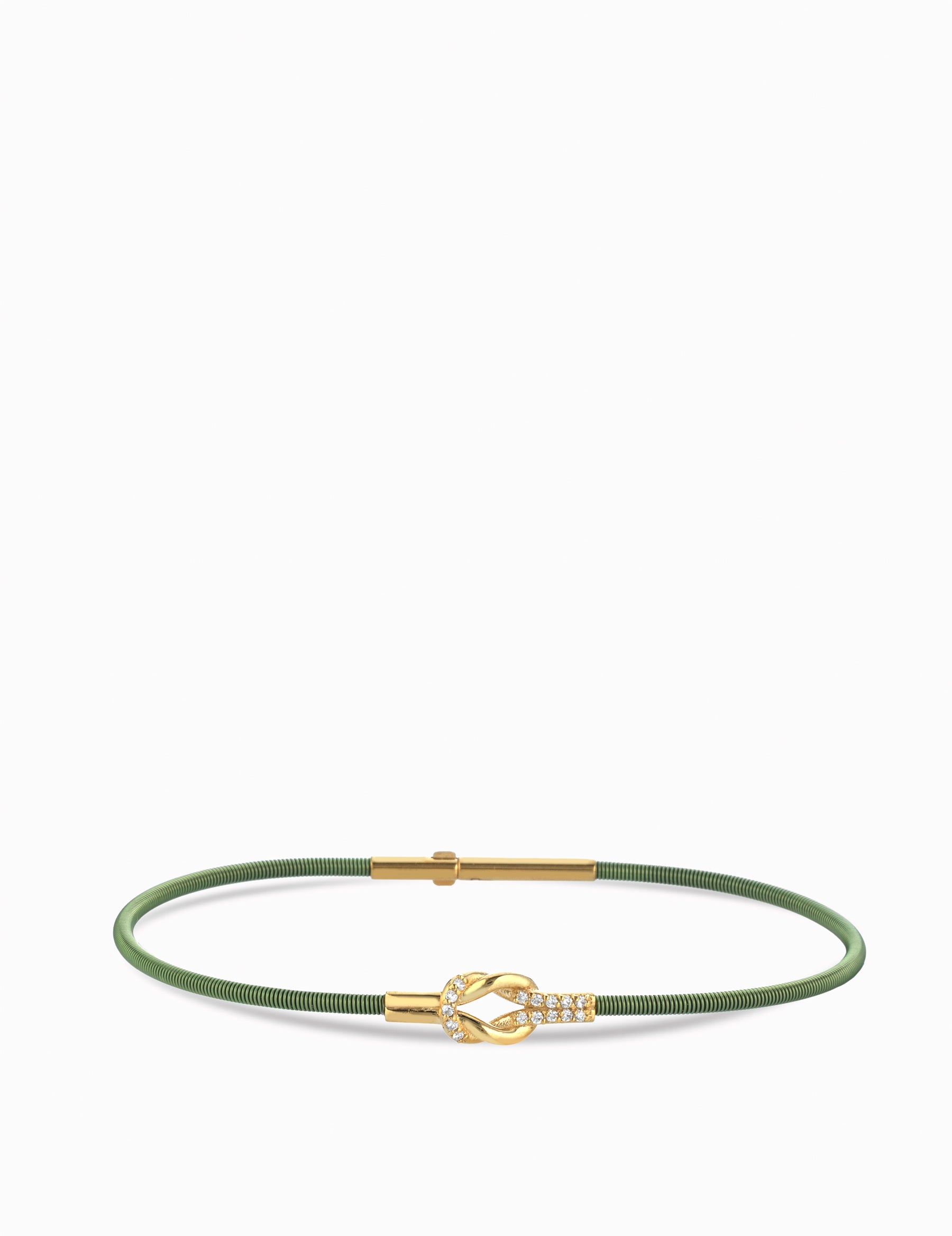 BRACCIALE VERDE IN ORO GIALLO CON DIAMANTI BIANCHI CENTRALE