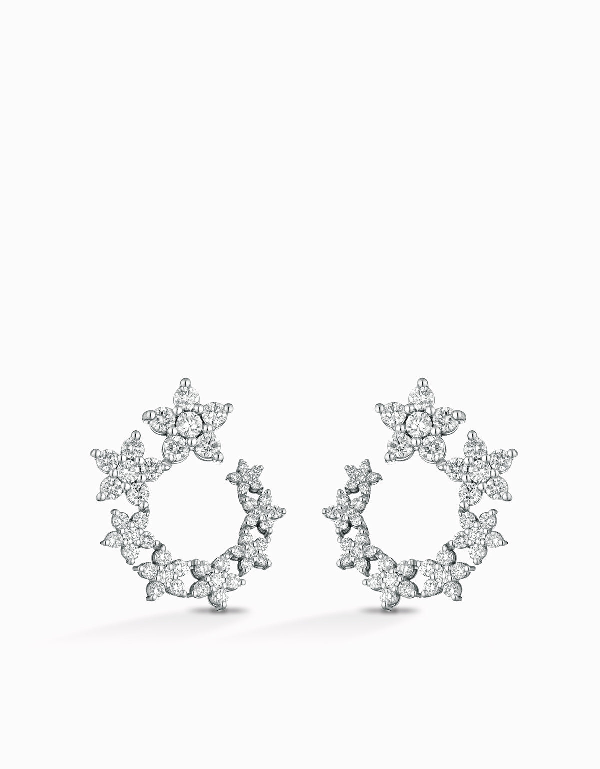 ORECCHINI A FIORI IN ORO BIANCO TUTTO DI DIAMANTI