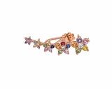 MONO ORECCHINO LUNGO IN ORO ROSA CON DIAMANTI E DIAMANTI RAINBOW
