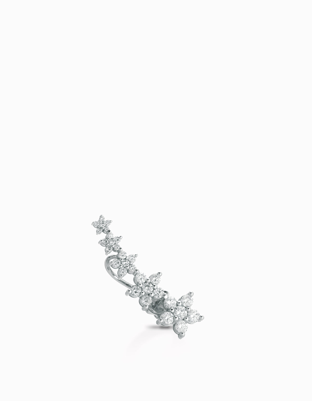 MONO ORECCHINO IN ORO BIANCO A FIORI CON DIAMANTI