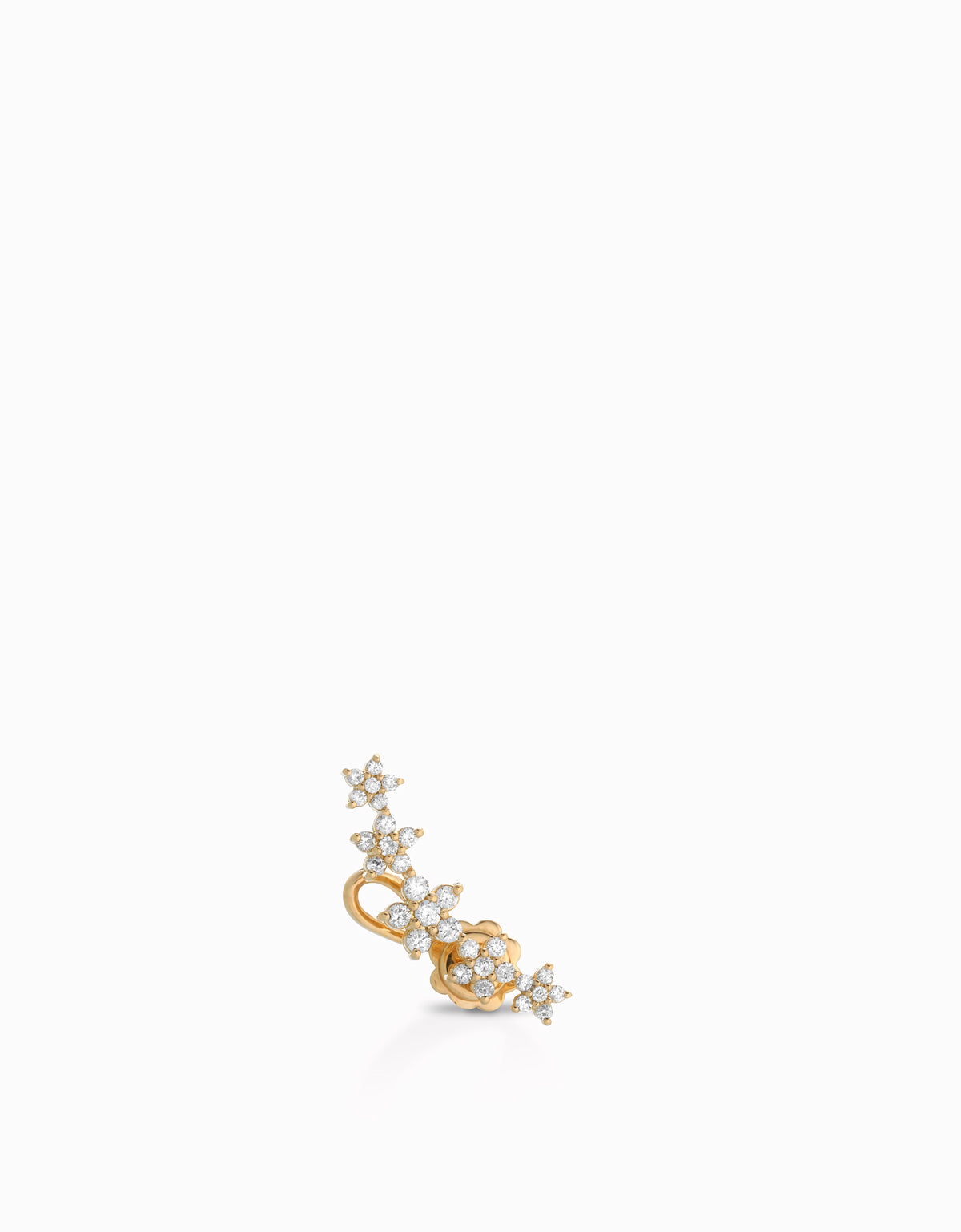 MONO ORECCHINO IN ORO GIALLO A FIORI PIU' PICCOLO CON DIAMANTI