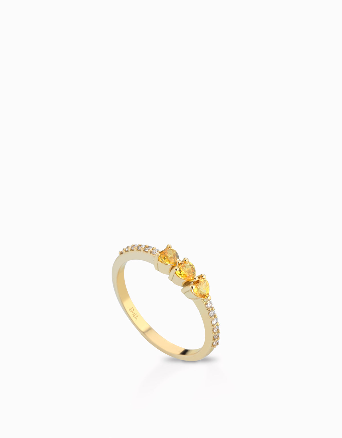 ANELLO TRILOGY IN ORO GIALLO CON DIAMANTI E CUORI DI ZAFFIRI GIALLI