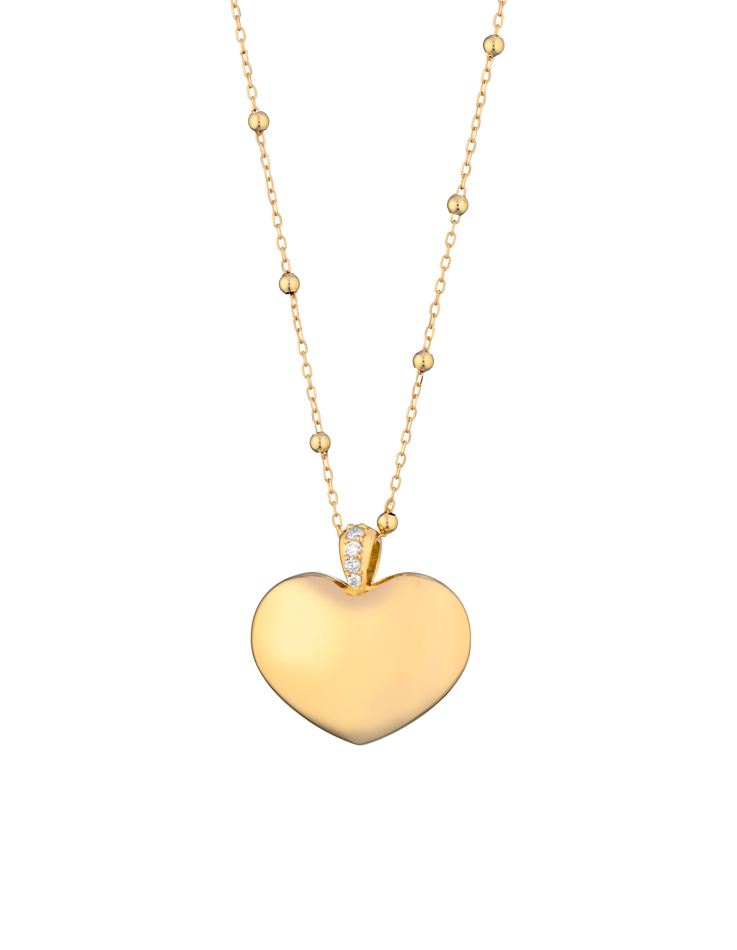 CIONDOLO IN ORO GIALLO CON CUORE DI DIAMANTI