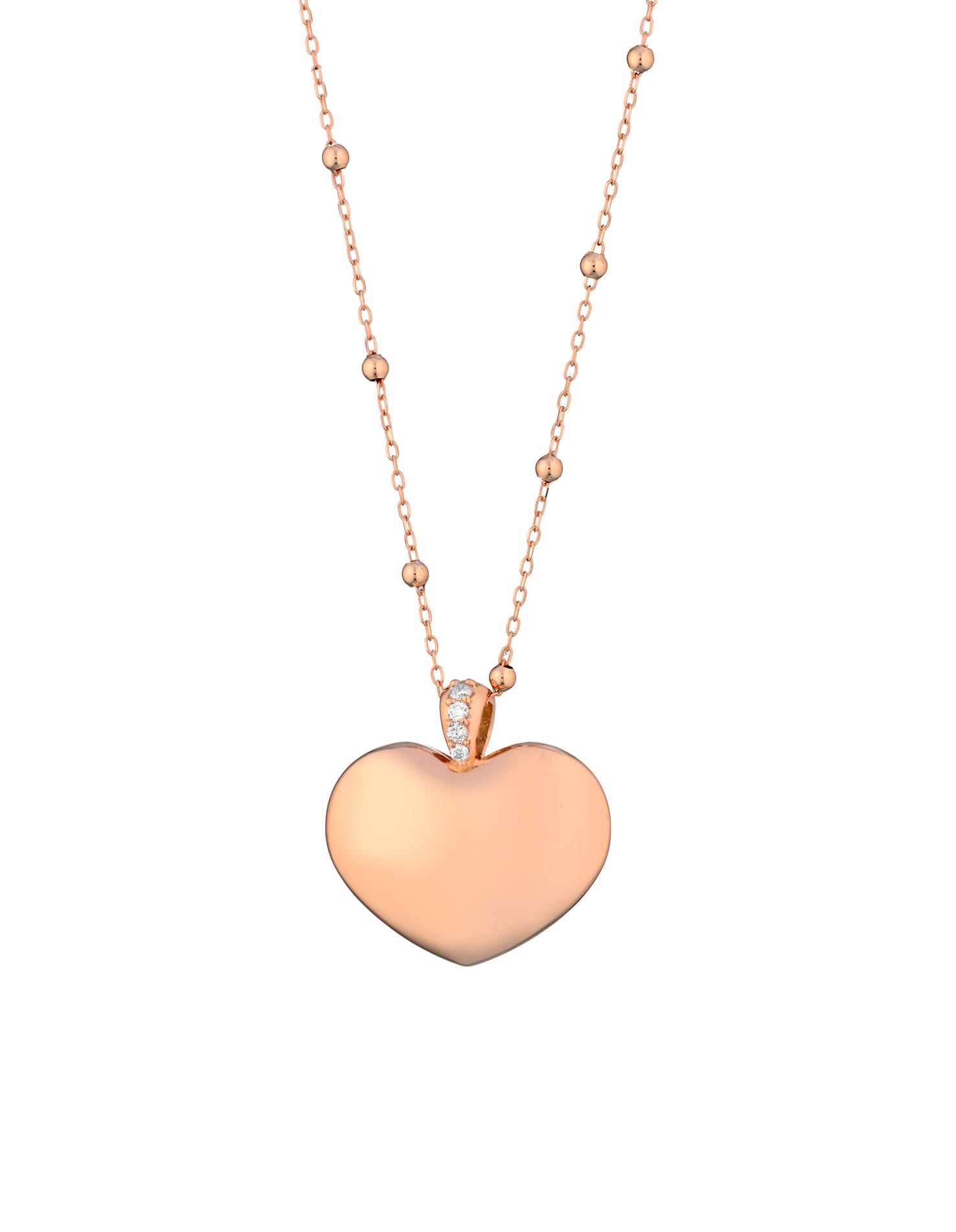 CIONDOLO CUORE IN ORO ROSA CON DIAMANTI