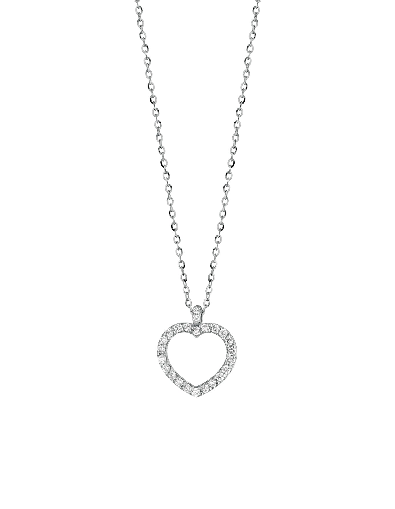 CIONDOLO IN ORO BIANCO CON CUORE APERTO DI DIAMANTI