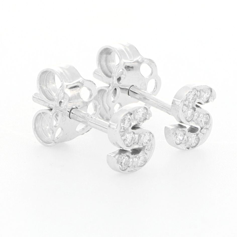 ORECCHINI PICCOLI  LETTERA ORO BIANCO  CON DIAMANTI