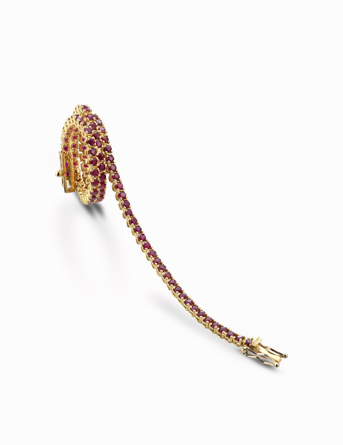 TENNIS A FILO IN ORO GIALLO CON RUBINI