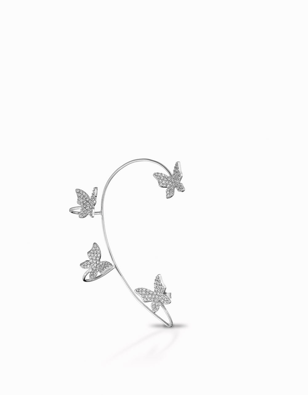 MONO ORECCHINO IN ORO BIANCO CON FARFALLE DI DIAMANTI