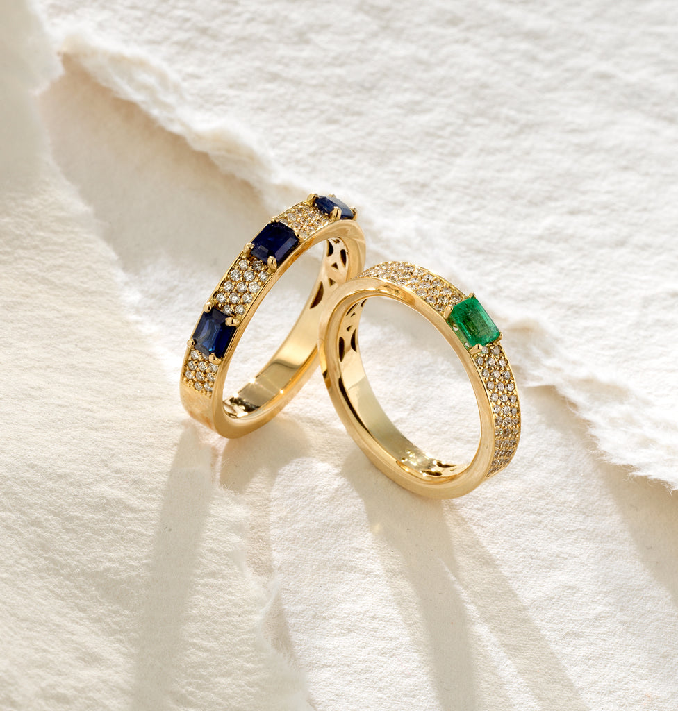 Anello Oro Giallo Smeraldo E Brillanti Gioielli Anello Oro E