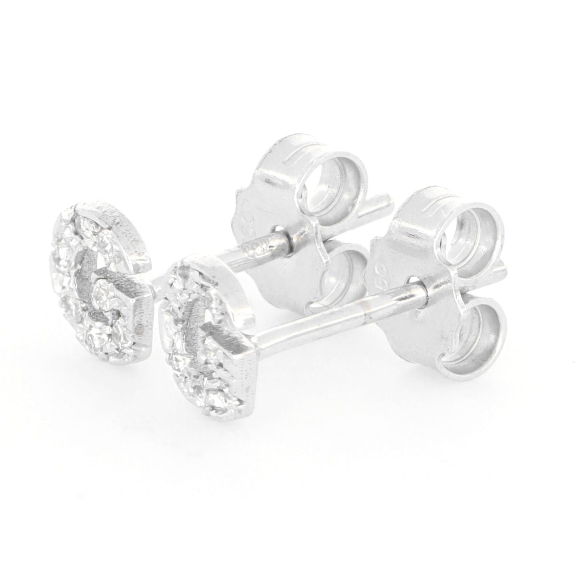 ORECCHINI PICCOLI  LETTERA ORO BIANCO  CON DIAMANTI