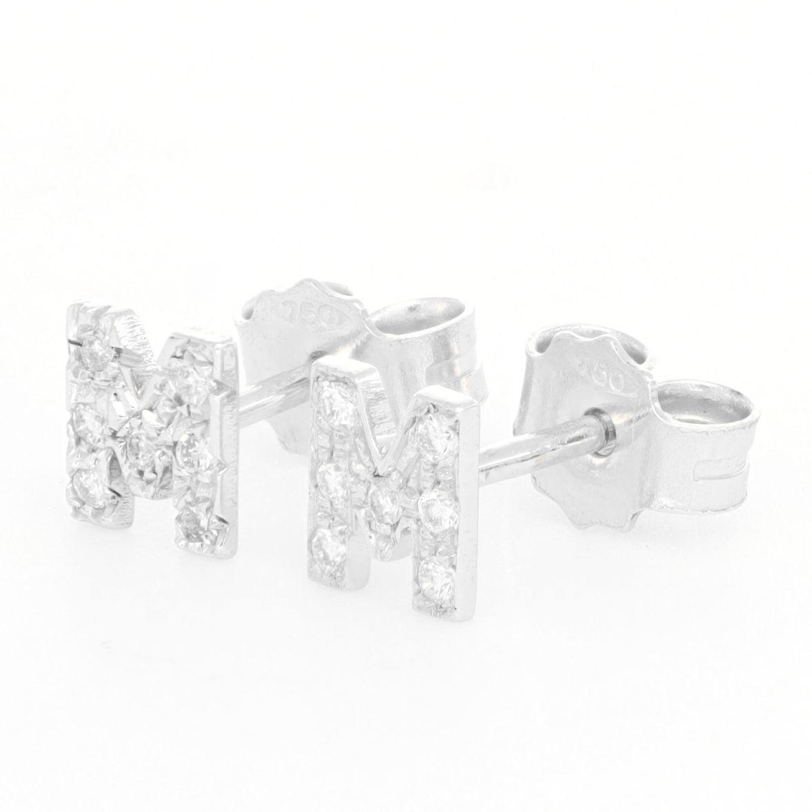 ORECCHINI PICCOLI  LETTERA ORO BIANCO  CON DIAMANTI