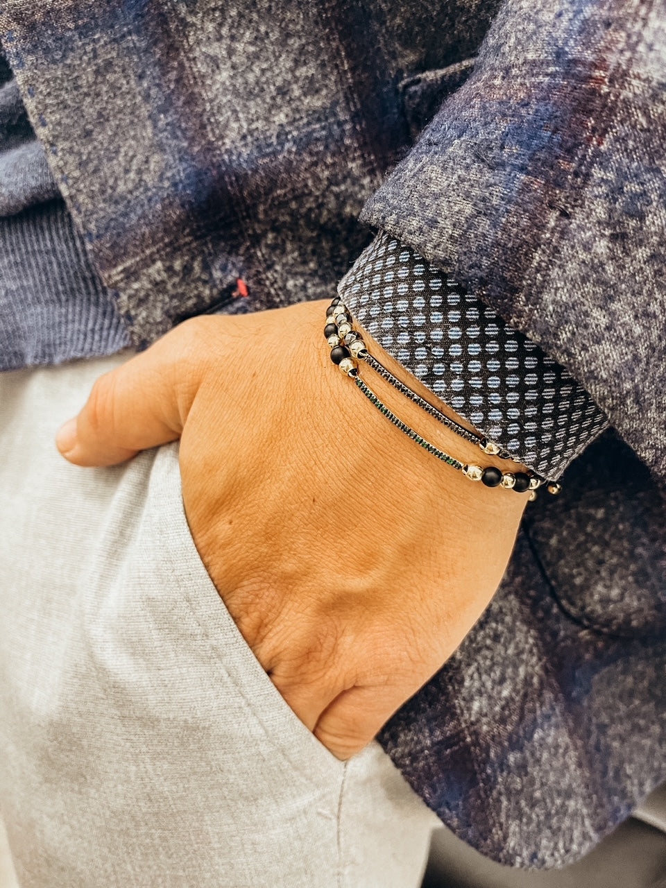 Bracciale ematite con chiusura e diamanti