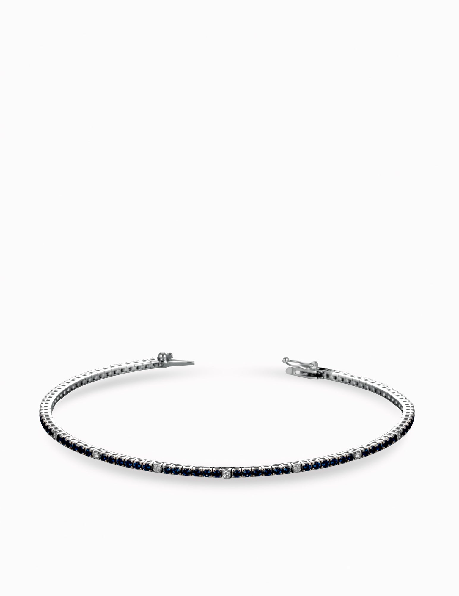 tennis in oro bianco con pietre colorate e diamanti