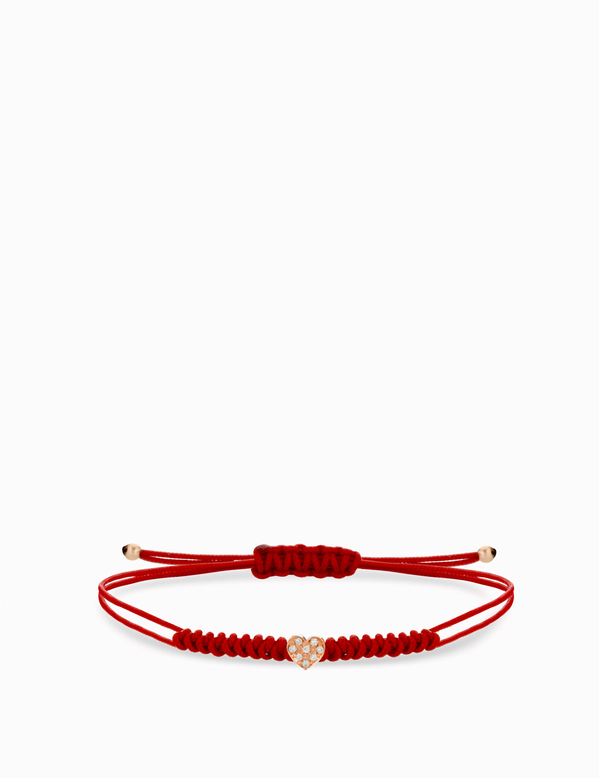 BRACCIALE LACCIO ROSSO  CON CUORE DI DIAMANTI IN ORO ROSA