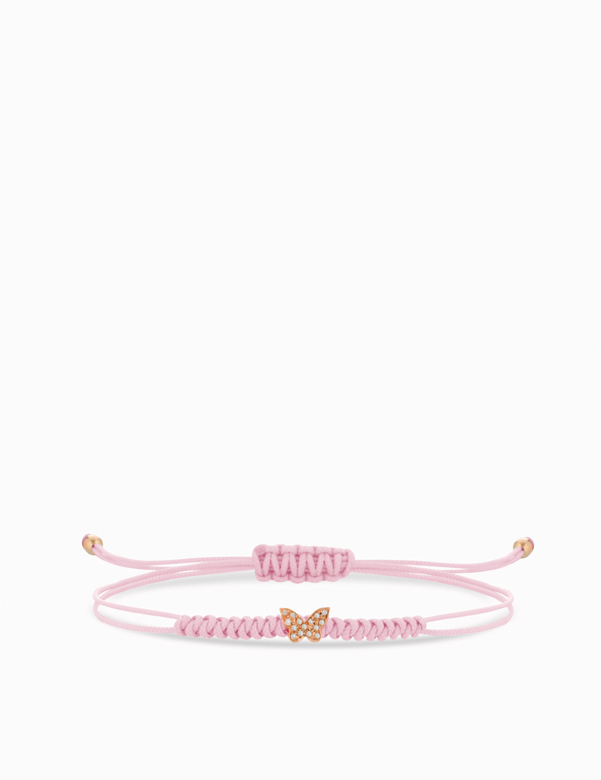 BRACCIALE LACCIO ROSA CON FARFALLA DI DIAMANTI IN ORO ROSA