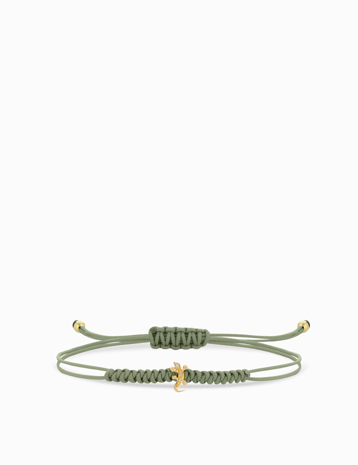 BRACCIALE LACCIO VERDE  CON GECO DI DIAMANTI IN ORO GIALLO