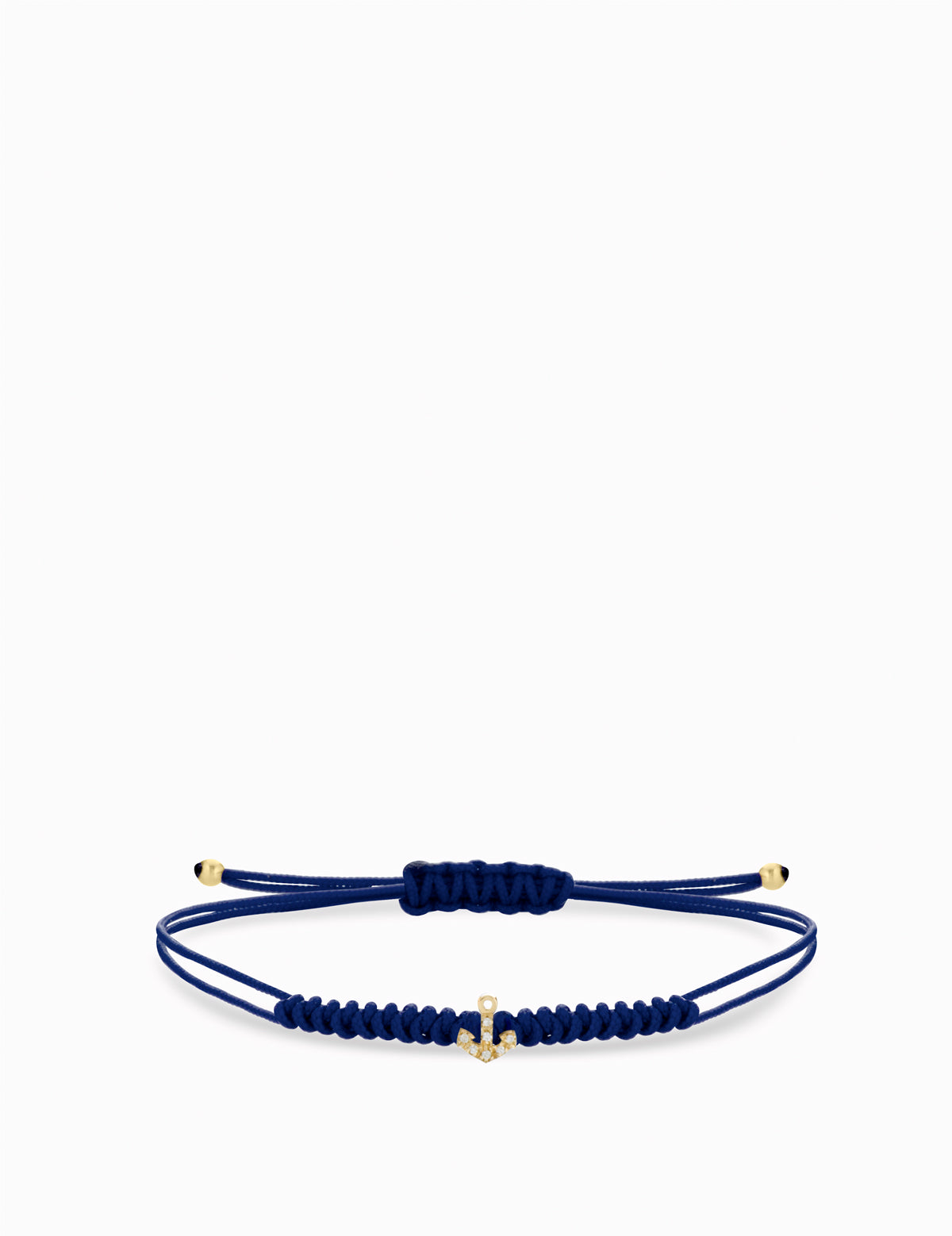 BRACCIALE LACCIO BLU CON ANCORA DI DIAMANTI IN ORO GIALLO