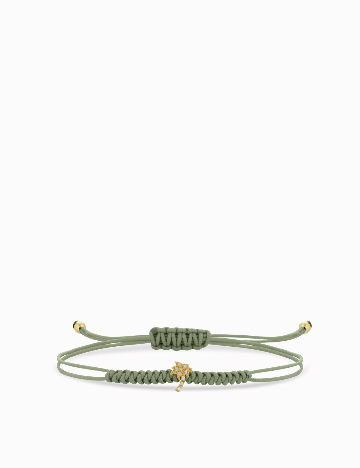 BRACCIALE LACCIO VERDE  CON PALMA DI DIAMANTI IN ORO GIALLO