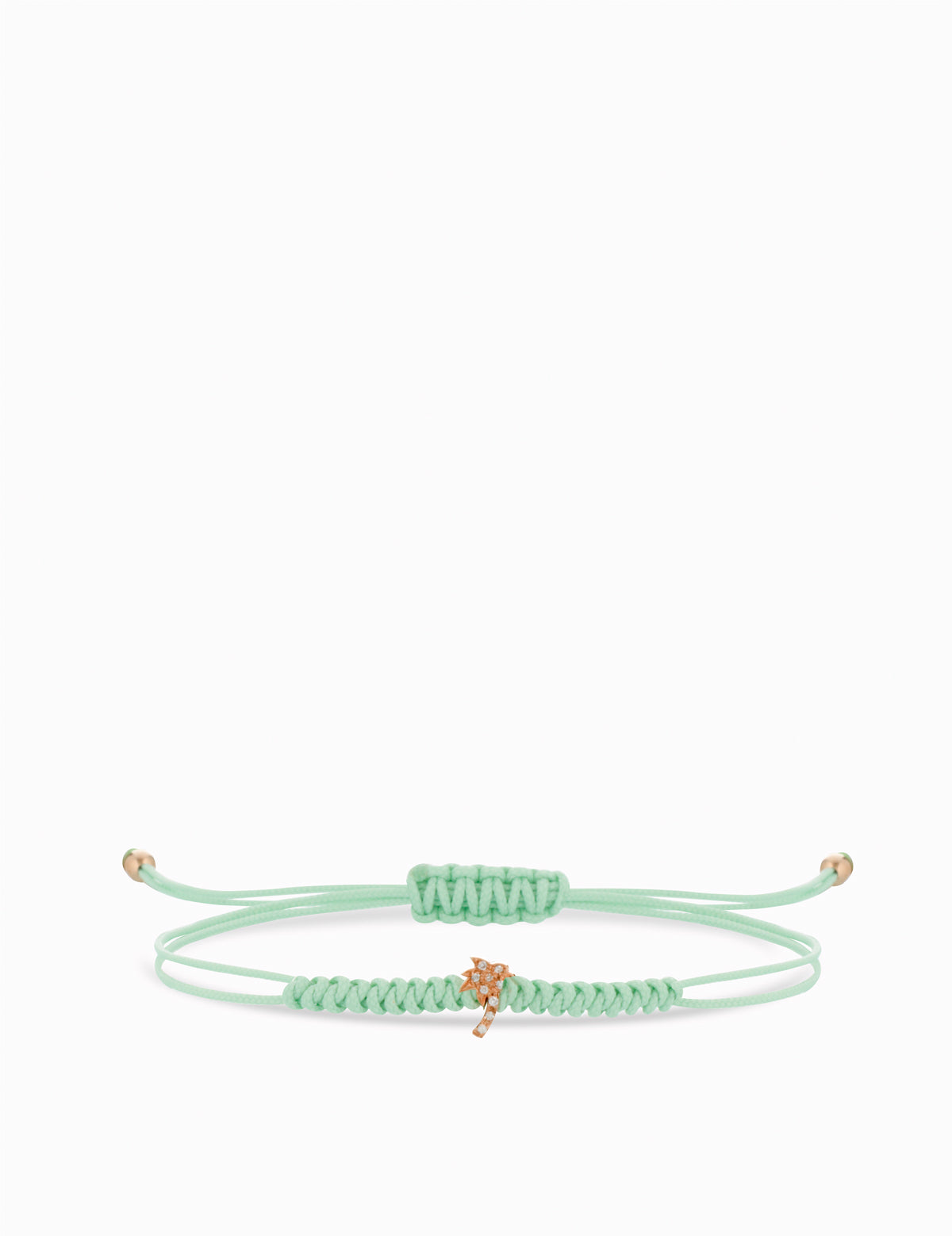 BRACCIALE LACCIO VERDE ACQUA CON PALMA DI DIAMANTI IN ORO ROSA