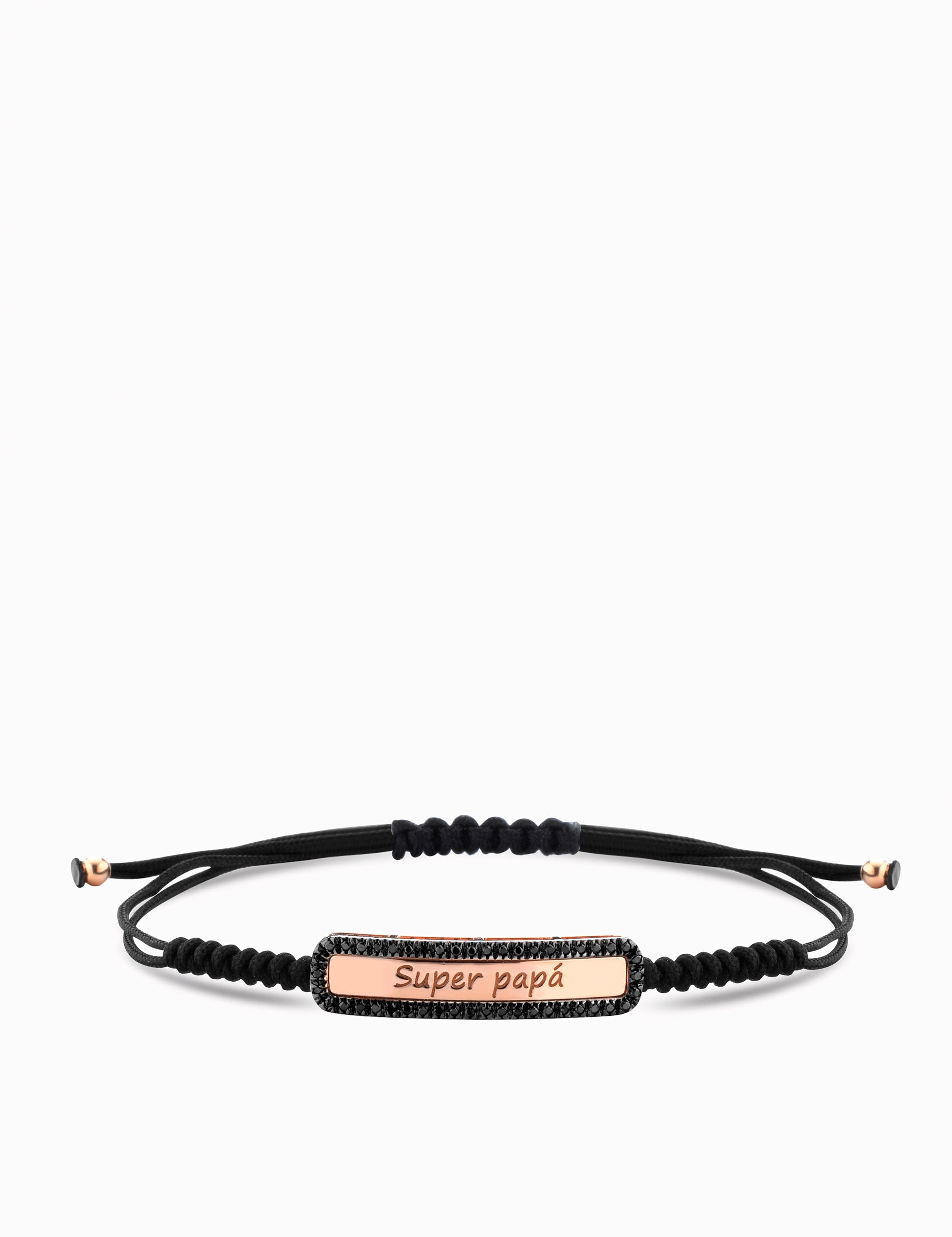 bracciale con targa e laccio in oro rosa