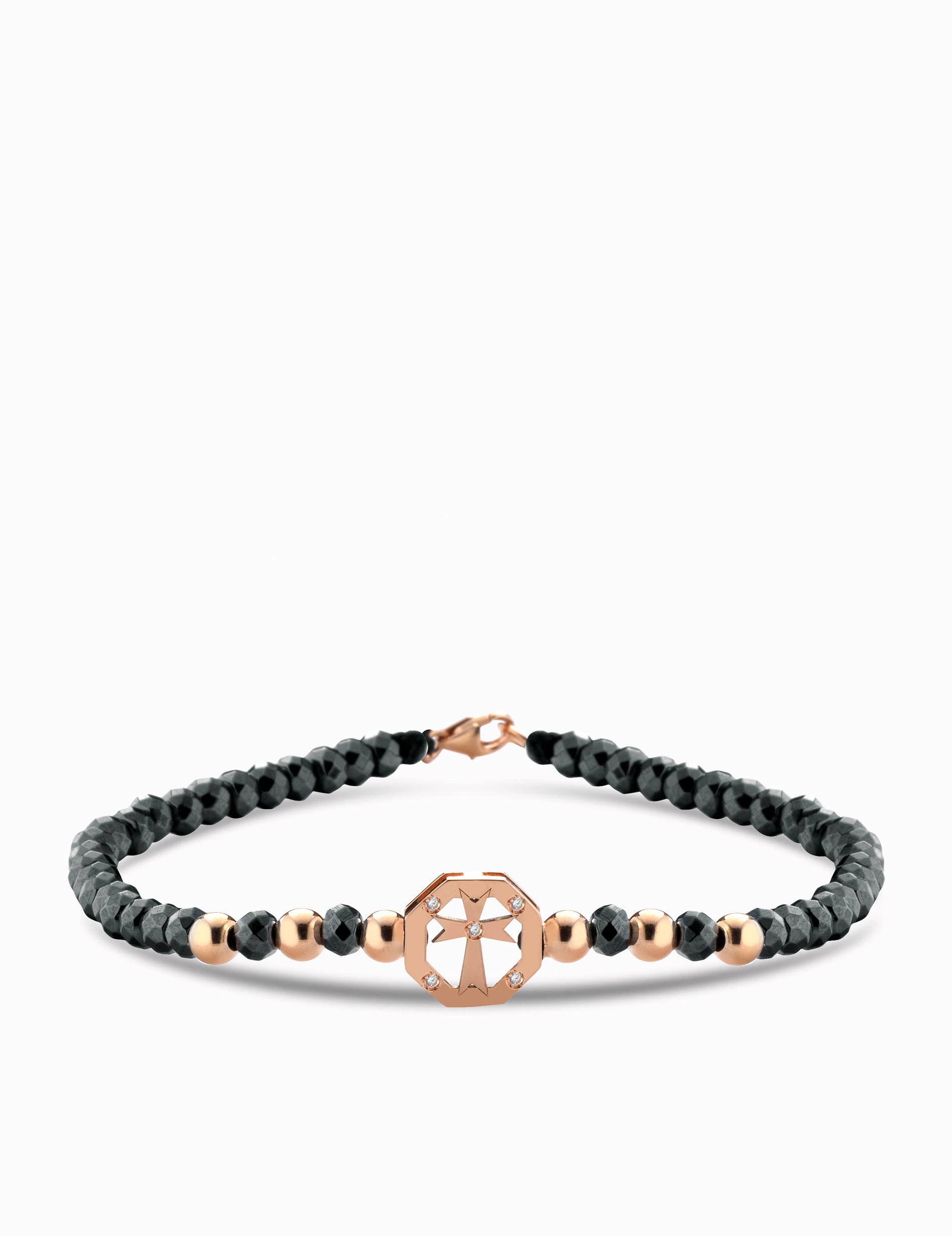 Bracciale con moneta croce in ematite