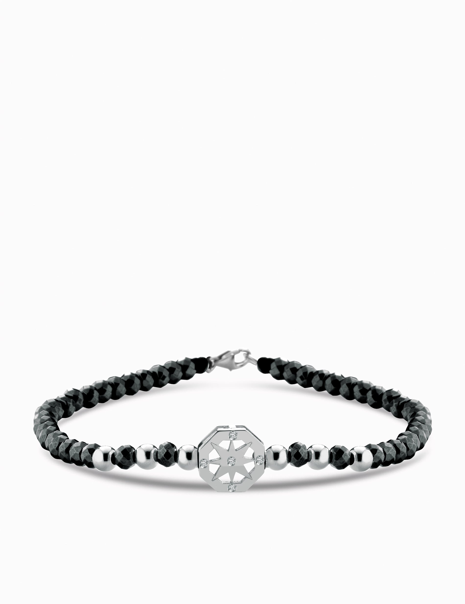 Bracciale con moneta rosa dei venti in ematite