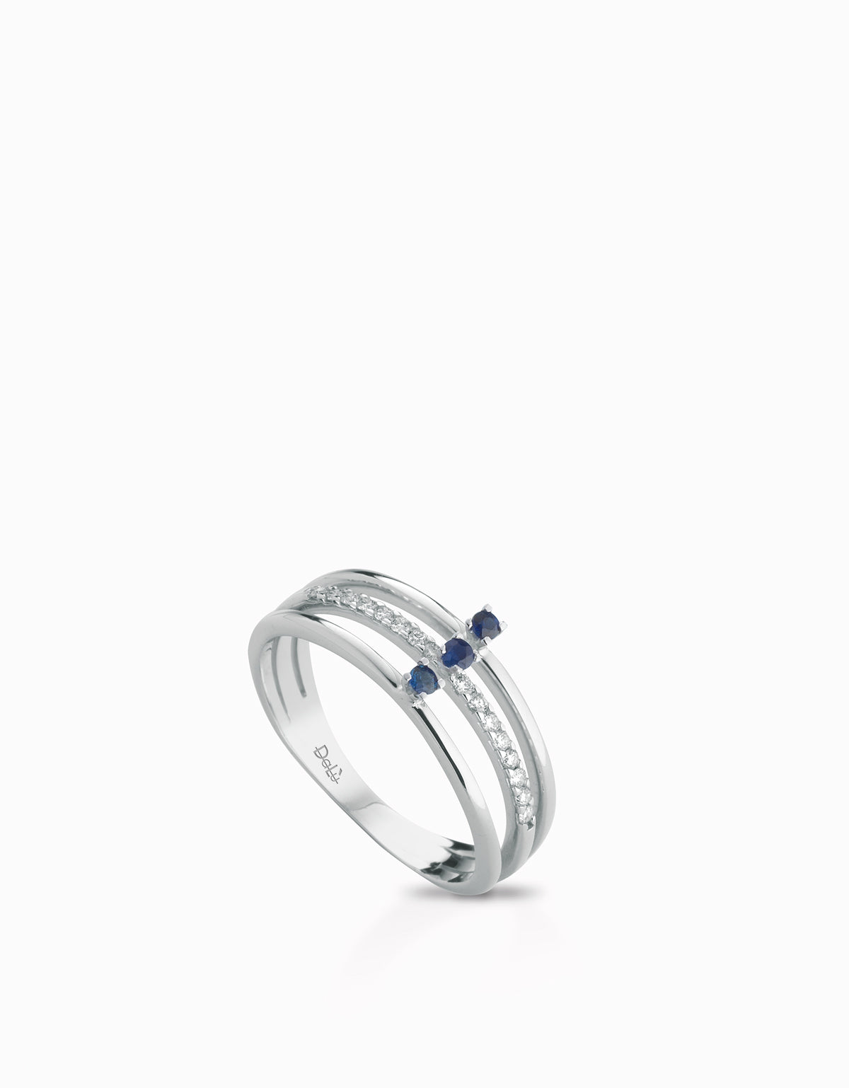 ANELLO TRILOGY IN ORO BIANCO CON ZAFFIRI E DIAMANTI