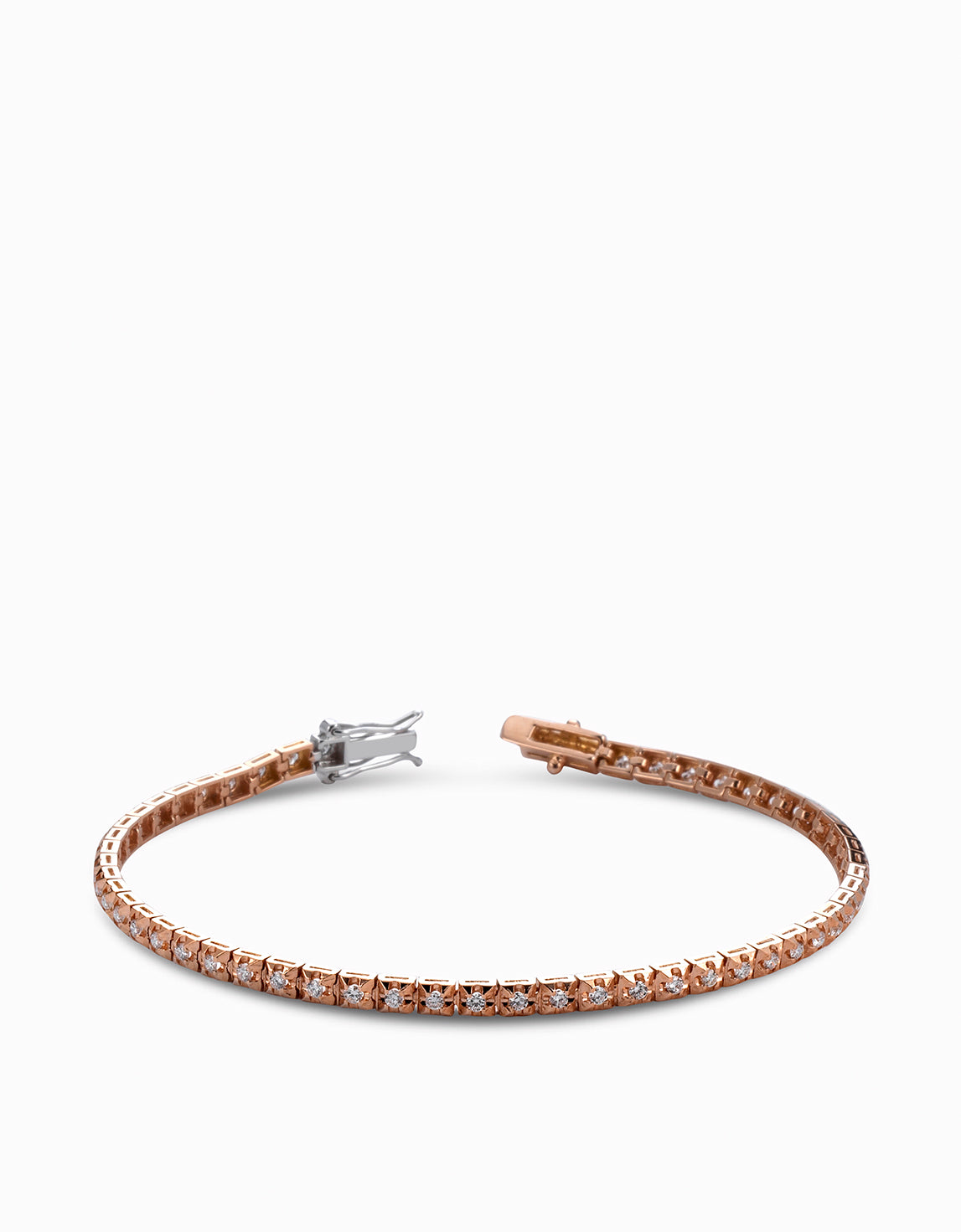 tennis oro rosa con diamanti bianchi