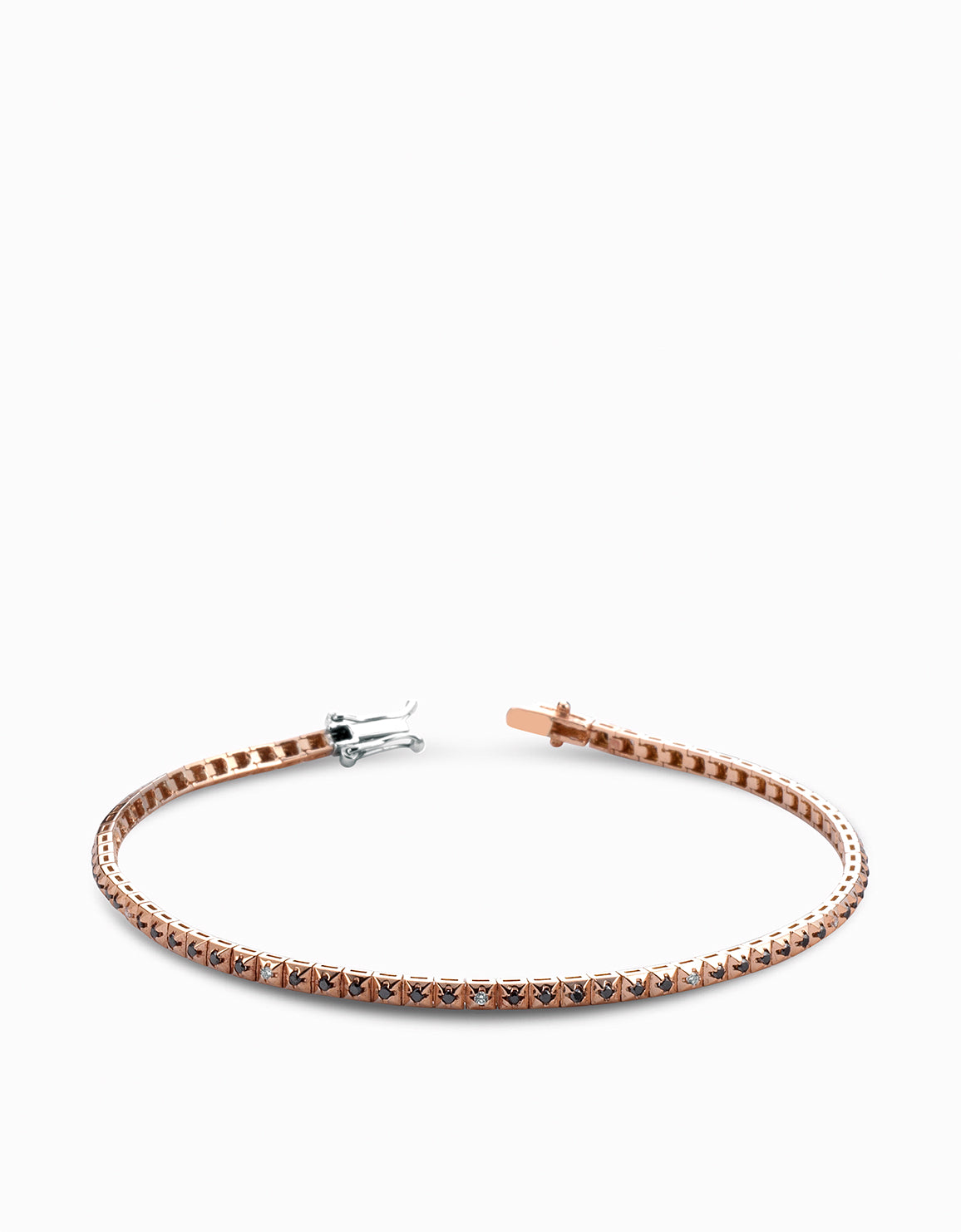 tennis con diamanti bianchi e diamanti neri oro rosa