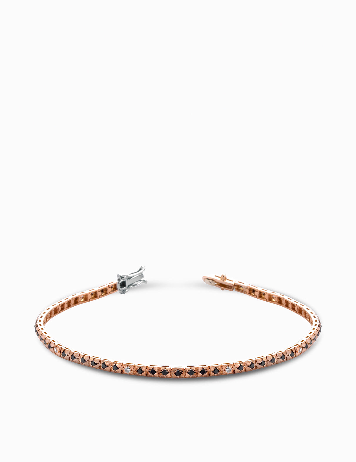 tennis oro rosa con diamanti bianchi e diamanti neri