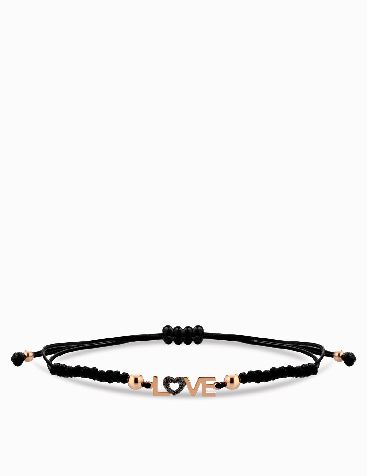BRACCIALE CON SCRITTA LOVE IN ORO ROSA E DIAMANTI NERI