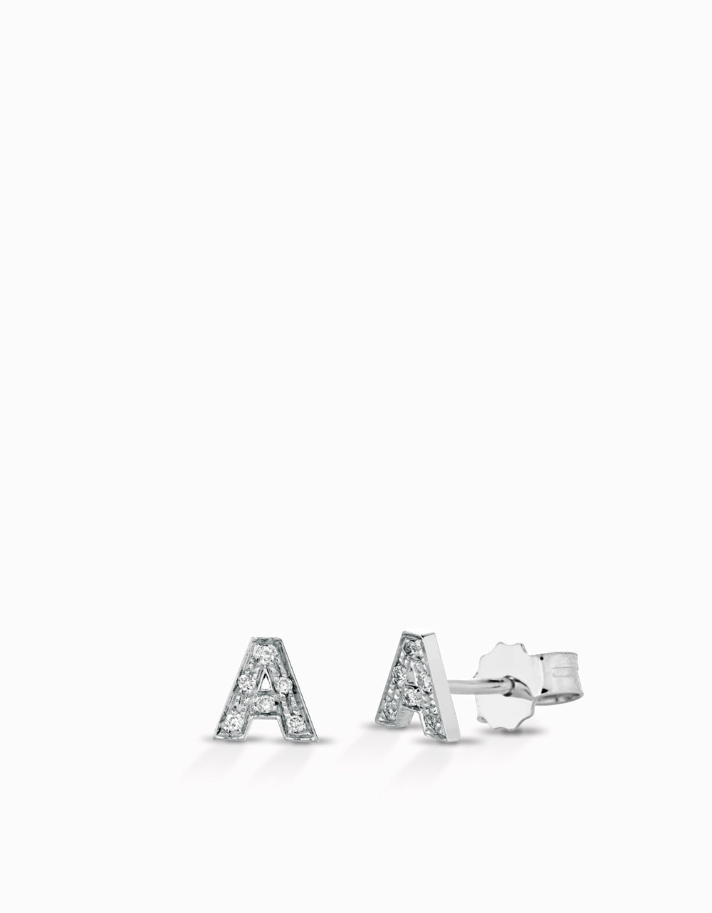 ORECCHINI LETTERA IN ORO BIANCO CON DIAMANTI