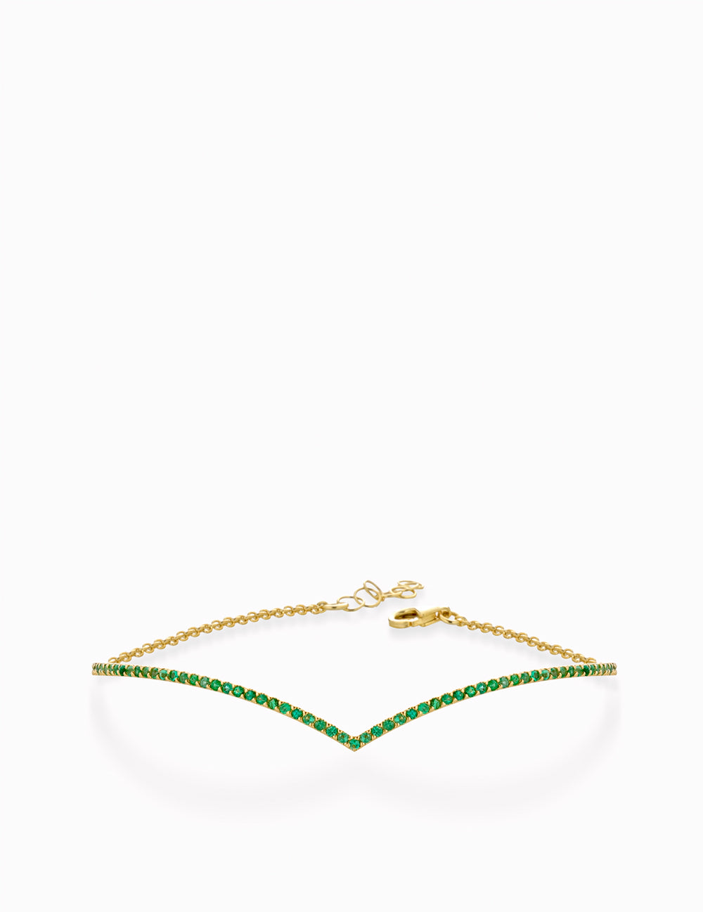 BRACCIALE A V IN ORO GIALLO CON SMERALDI