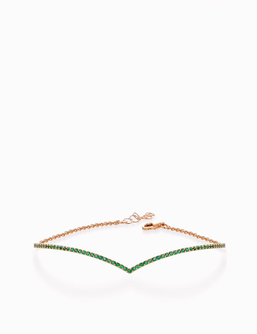 BRACCIALE A V IN ORO ROSA CON SMERALDI