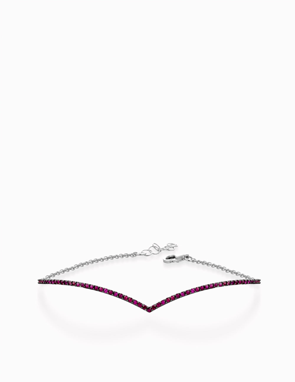 BRACCIALE A V IN ORO BIANCO CON RUBINI