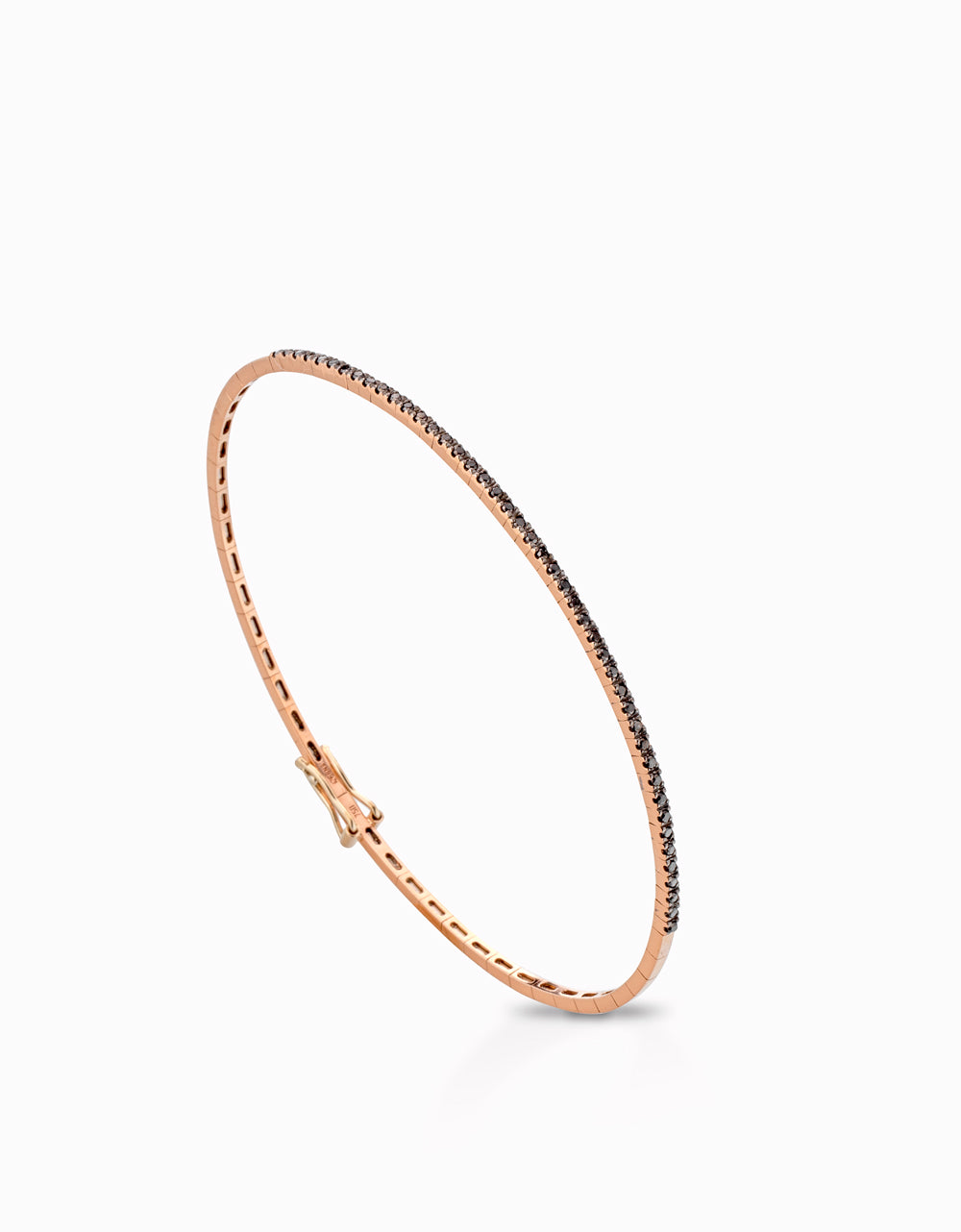BRACCIALE RIGIDO IN ORO ROSA CON DIAMANTI NERI