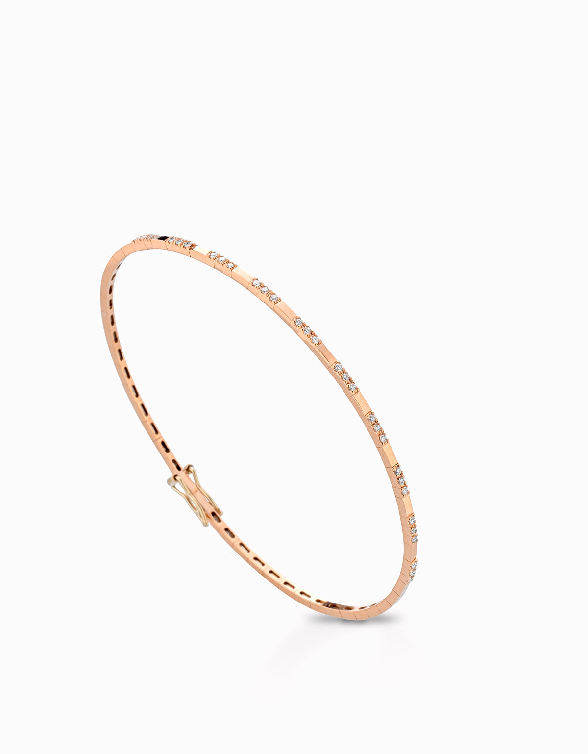 BRACCIALE RIGIDO ALTERNATO DI DIAMANTI IN ORO ROSA