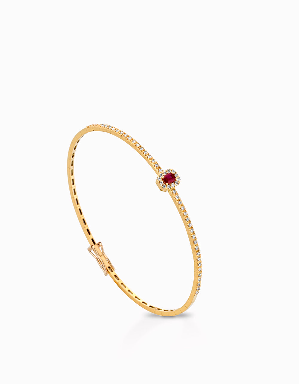 BRACCIALE IN ORO GIALLO CON QUADRATINO DI RUBINO E DIAMANTI
