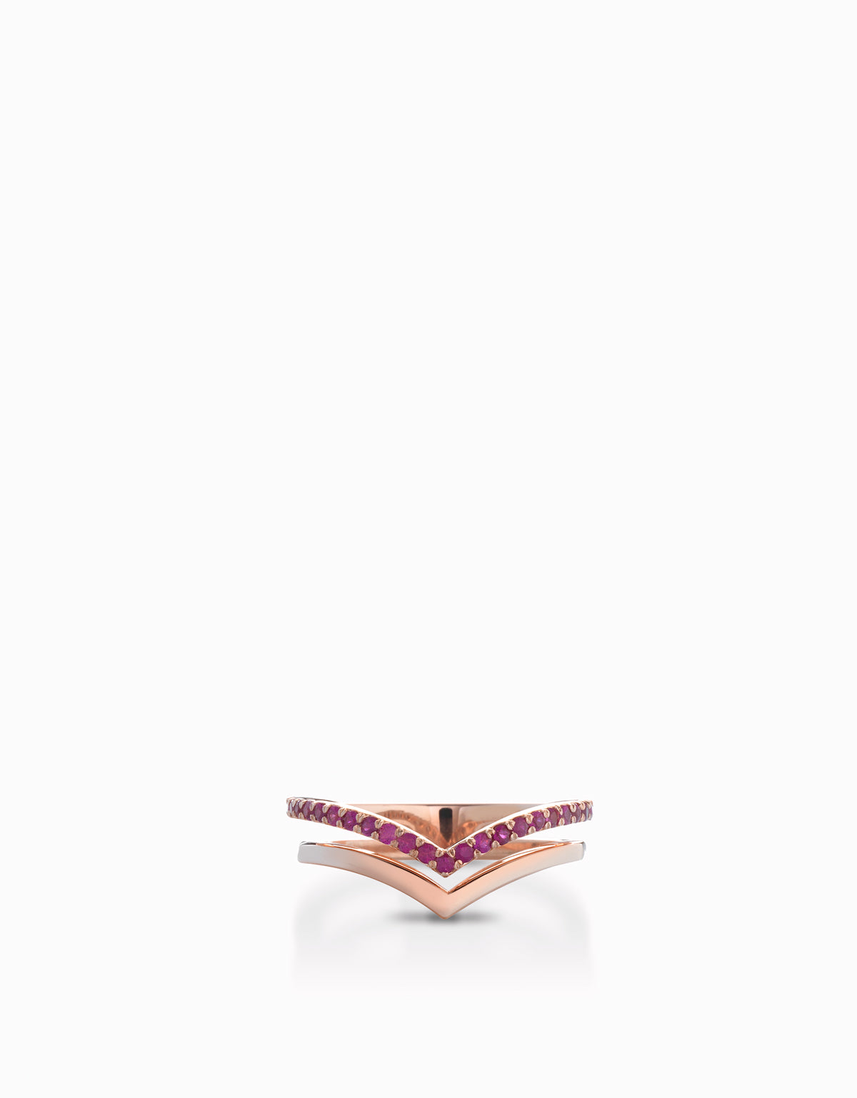 ANELLO FASCIA CON RUBINI IN ORO ROSA
