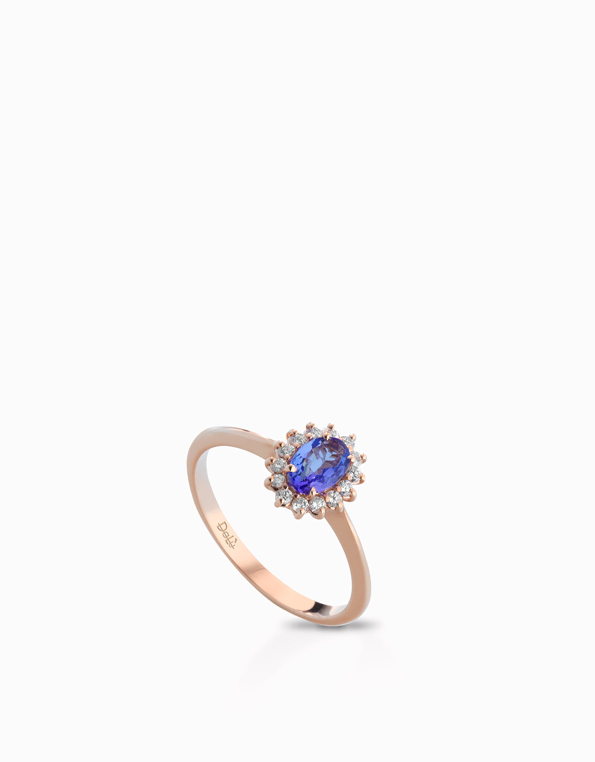ANELLO IN ORO ROSA CON DIAMANTI E PIETRA CENTRALE TANZANITE