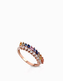 anello fantasia con diamanti e zaffiri rainbow  in oro rosa