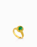 anello oro giallo con fancy e smeraldo