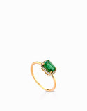 Anello quadrato con diamanti e smeraldo