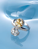 anello fantasia in oro bianco con diamanti e pietre fancy in oro bianco