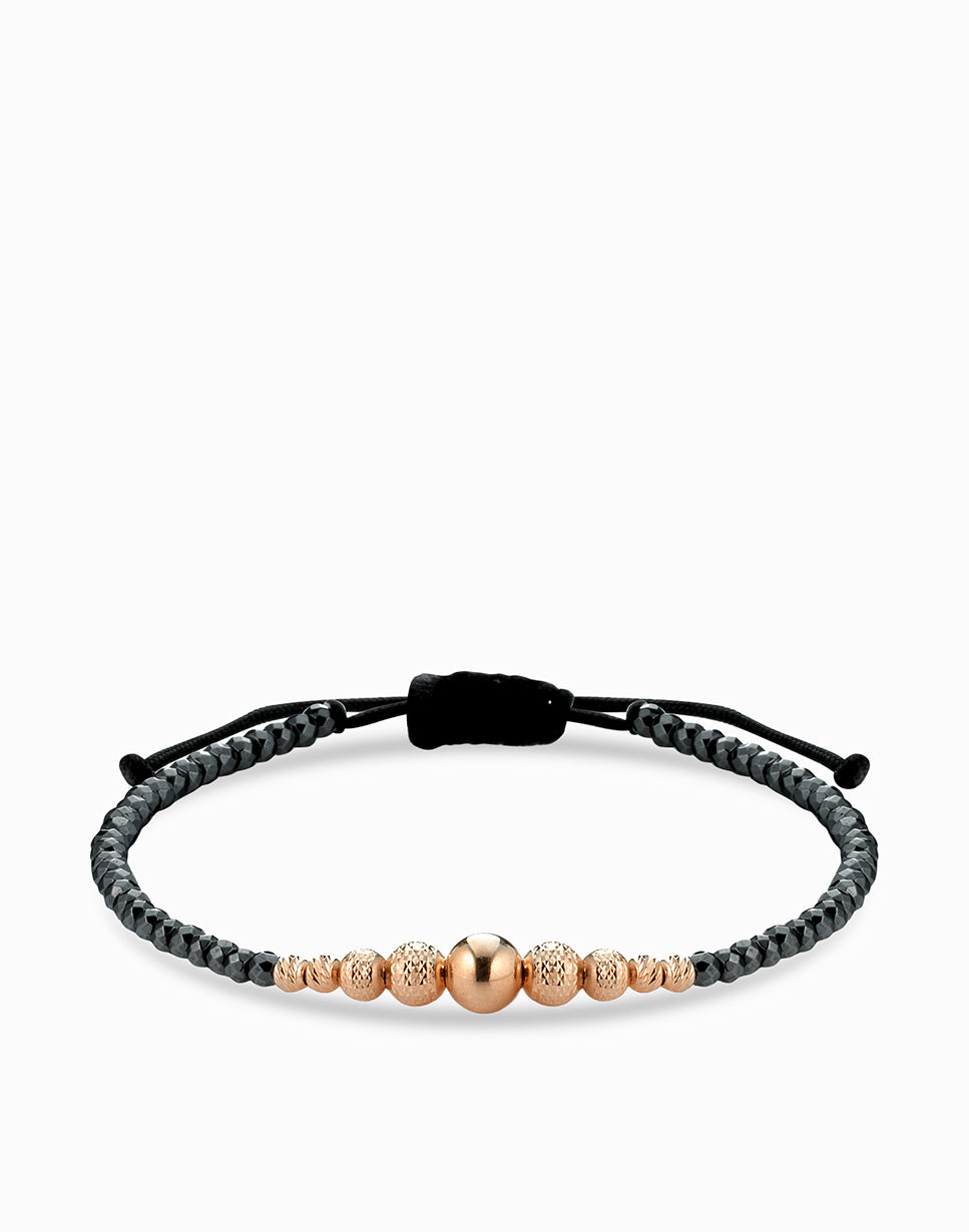 bracciale con ematite  e sfere in  oro rosa