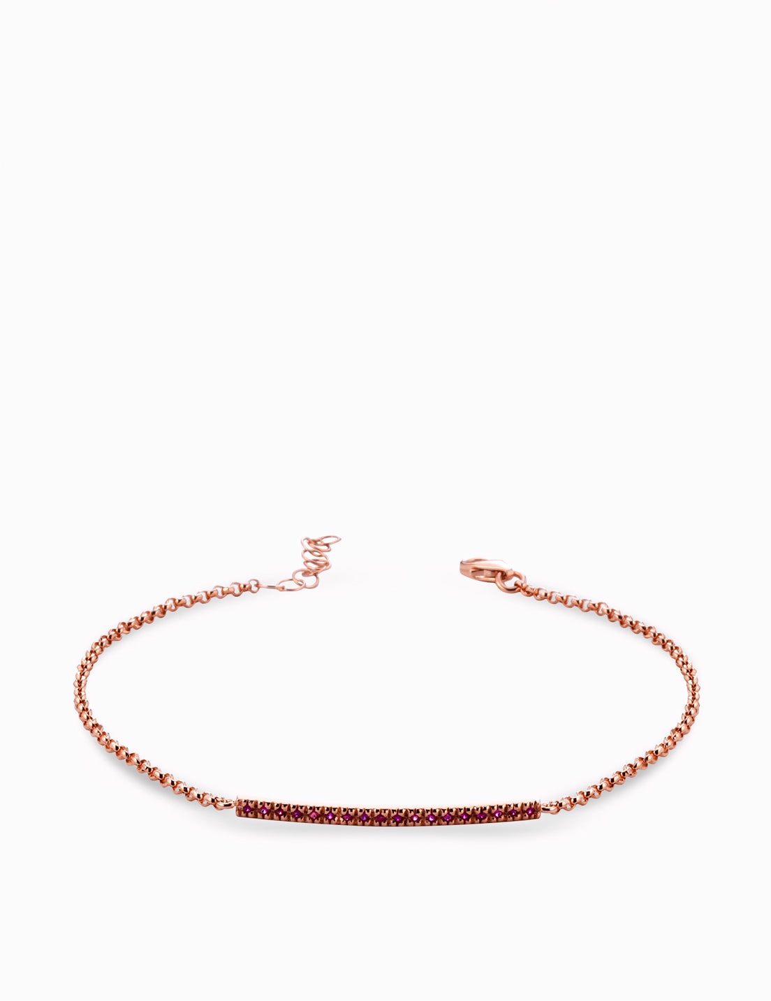 Bracciale con catena in oro e rubini