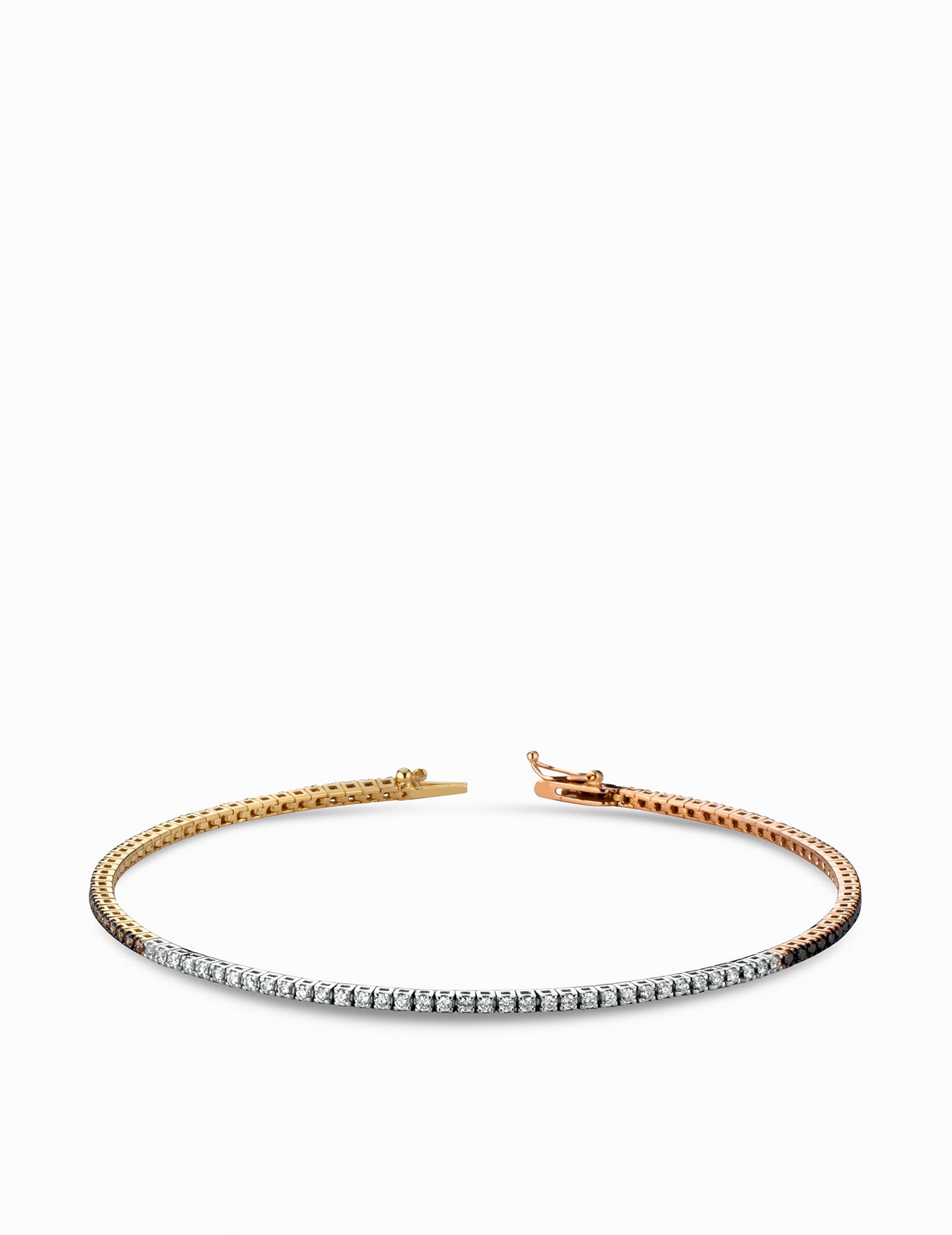 bracciale tennis diamanti bianchi,neri e brown