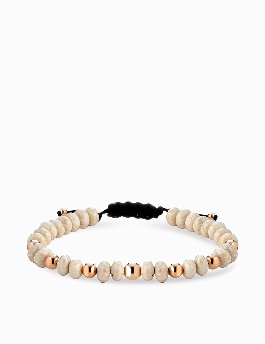 bracciale con sfere in ematite bianca oro rosa